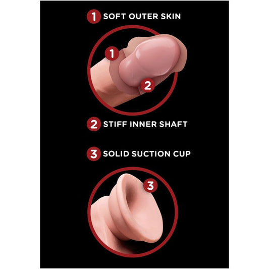 KING COCK - DILDO 3D PLUS CON BOLAS 15,2 CM PIEL CLARA