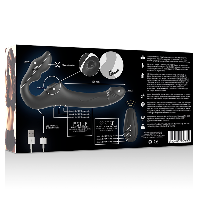 Vibrateur sans sangle télécommande 3 moteurs 1000 combinaisons. – Ibiza