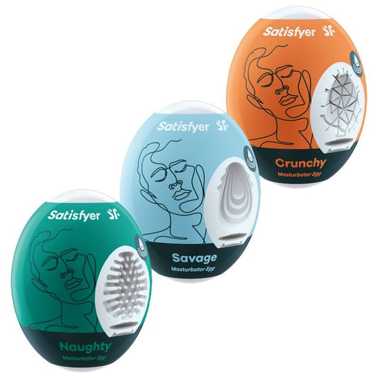 SATISFYER - 3 OEUFS MASTURBATEURS NAUGHTY, SAVAGE &amp; CRUNCHY