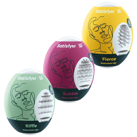 SATISFYER - 3 OEUFS MASTURBATEURS RIFFLE, BUBBLE &amp; FIERCE