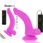 DIVERSIA - DILDO VIBRADOR FLEXIBLE MORADO 21.5 CM -O- 4.5 CM