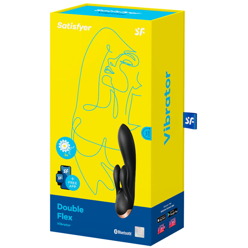 SATISFYER - VIBRADOR DOBLE FLEXIBLE NEGRO APP