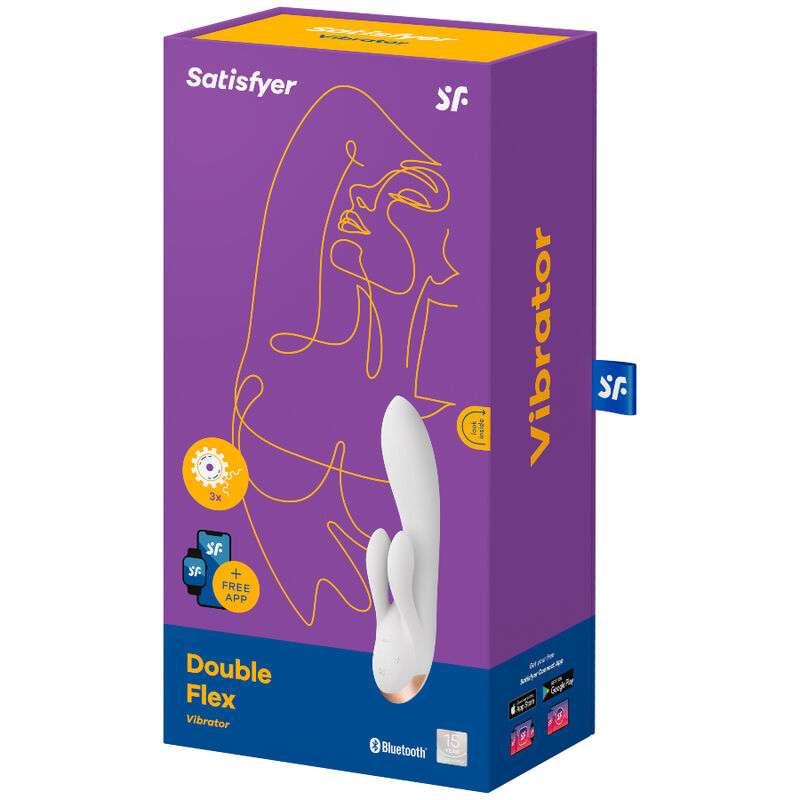 SATISFYER - VIBRADOR DOBLE FLEXIBLE NEGRO APP