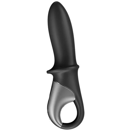 Satisfyer Hot Passion noir de profil, base élargie et poignée en anneau