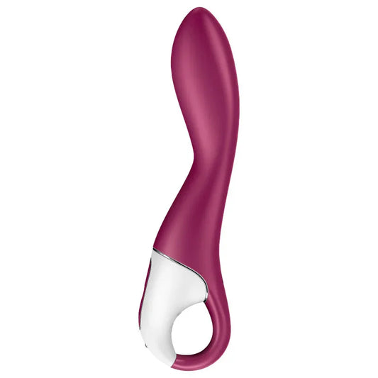 Satisfyer Heated Thrill bordeaux de profil, hampe courbée et poignée en anneau
