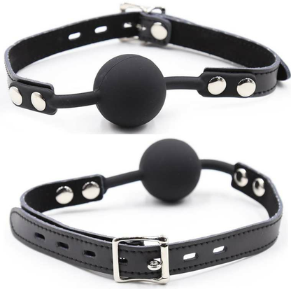 OHMAMA FETISH - BÂILLON BALLE EN SILICONE AVEC CEINTURE EN CUIR (CHAINS INCLUDED)
