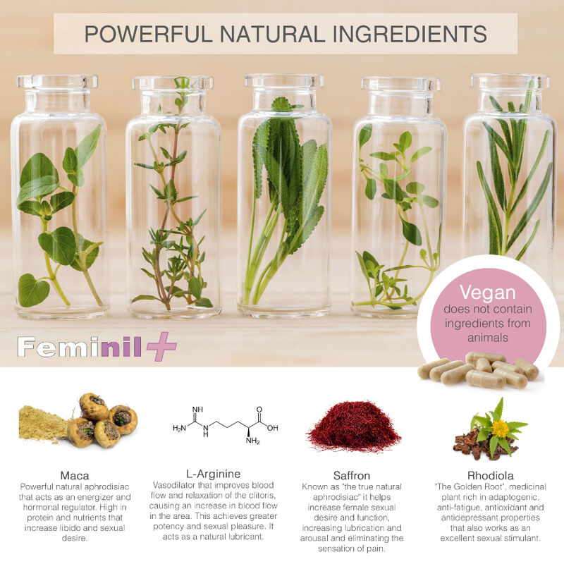 500 COSMÉTICOS - FEMINIL+ MEJORA LA LIBIDO SEXUAL FEMENINA - 30 CÁPSULAS