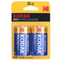 KODAK - PILA ALCALINA MAX D LR20 2 UNIDADES