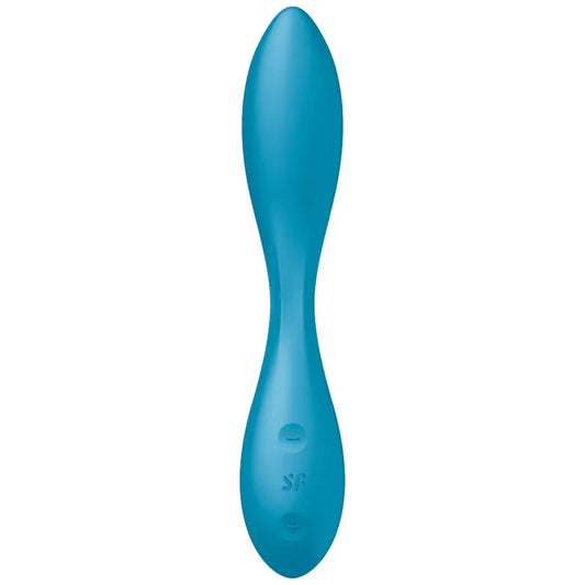 Satisfyer G-Spot Flex 1 bleu pétrole vu de face côté boutons + et −