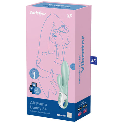 SATISFYER - BOMBA DE AIRE CONEJO 5+ APP VIBRADOR INFLABLE CONEJO VERDE