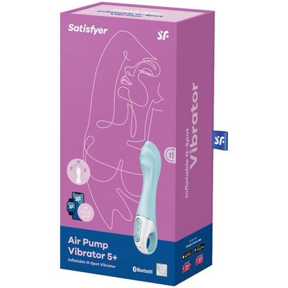 SATISFYER - VIBRADOR CON BOMBA DE AIRE 5+ APP VIBRADOR INFLABLE DEL PUNTO G AZUL