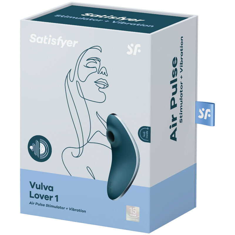 SATISFYER - VULVA LOVER 1 ESTIMULATOR Y VIBRADOR AZUL