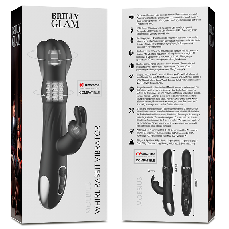 VIBRADOR Y ROTADOR BRILLY GLAM MOEBIUS RABBIT COMPATIBLE CON LA TECNOLOGÍA INALÁMBRICA WATCHME