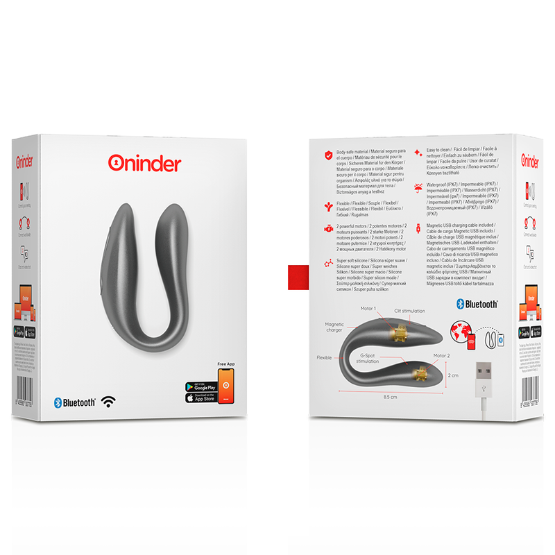 ONINDER - LISBOA G-SPOT &amp; CLITORAL STIMULATEUR NOIR - APPLICATION GRATUITE