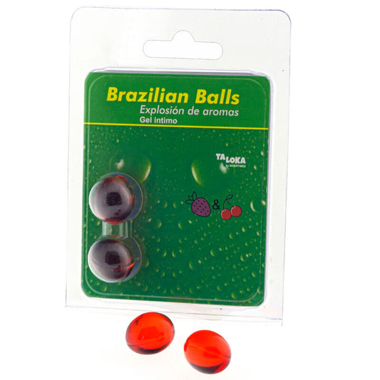 TALOKA - 2 BRÉSILIENNES GEL INTIME FRAISE &amp; CERISE BOULES