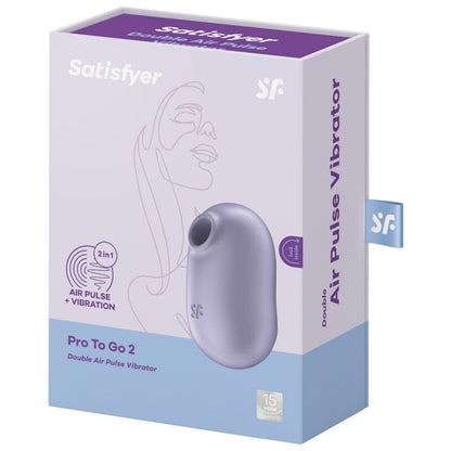 SATISFYER - AIR PULSE PRO TO GO 2 DUAL STIMULATOR AND VIBRATOR PURPLE