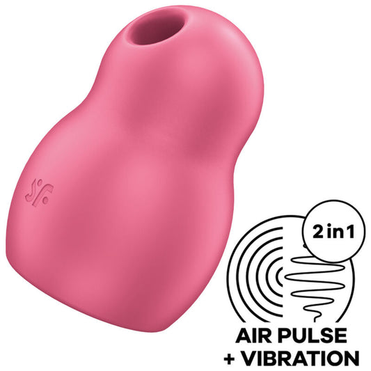 SATISFYER - AIR PULSE PRO TO GO 1 DOUBLE STIMULATOR AND VIBRATOR RED