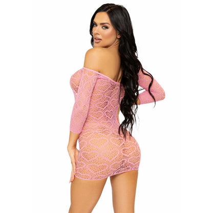 LEG AVENUE HEART NET MINI DRESS ONE SIZE - PINK