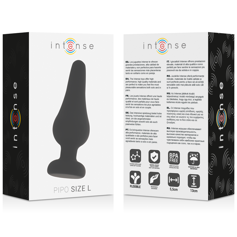 INTENSE - PIPO L PLUG ANAL DE SILICONA NEGRO 13 CM