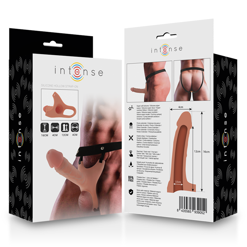 INTENSE - HARNAIS CREUX AVEC GODE IN SILICONE 16 X 3.5 CM
