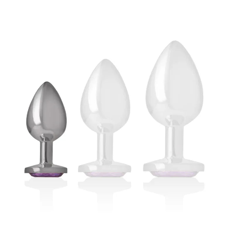 Intense – Plug Anal en Métal Aluminium avec Cristal Violet taille S