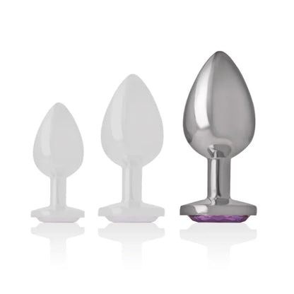 Intense – Plug Anal en Métal Aluminium avec Cristal Violet taille l