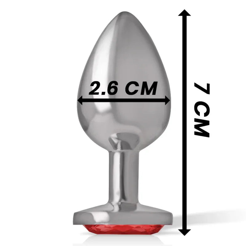 Intense – Plug Anal en Métal Aluminium avec Cristal Rouge taille S