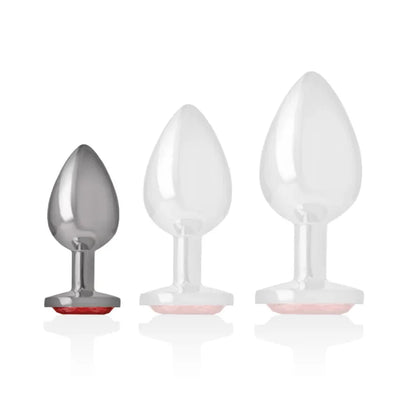 Intense – Plug Anal en Métal Aluminium avec Cristal Rouge taille S