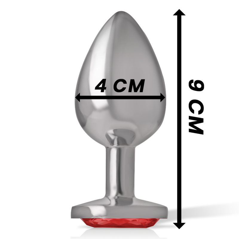 INTENSE - PLUG ANAL DE ALUMINIO CON CRISTAL ROJO TALLA L