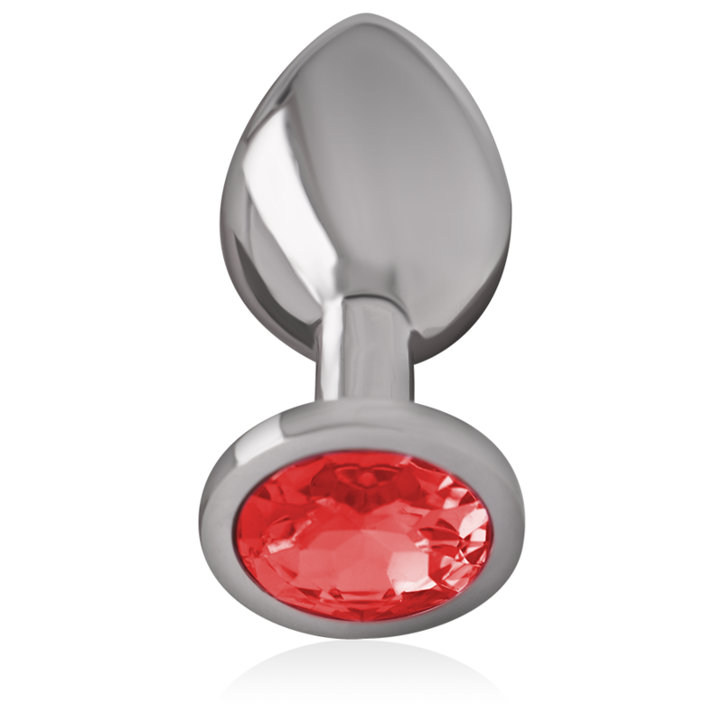 INTENSE - PLUG ANAL DE ALUMINIO CON CRISTAL ROJO TALLA L