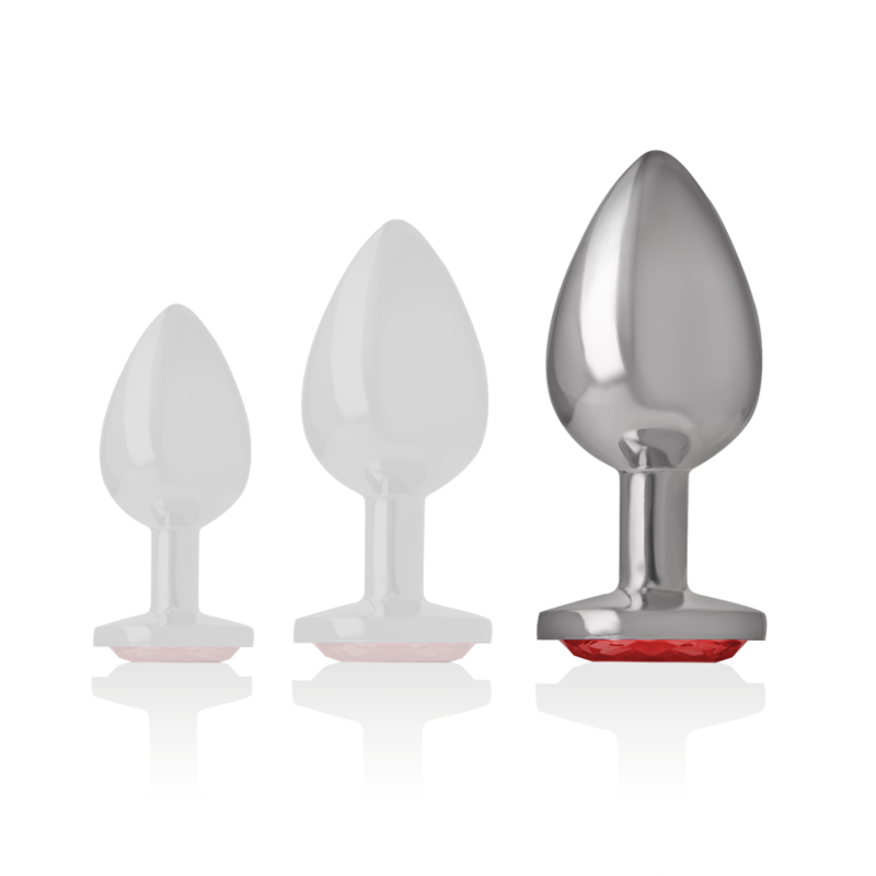 INTENSE - PLUG ANAL DE ALUMINIO CON CRISTAL ROJO TALLA L