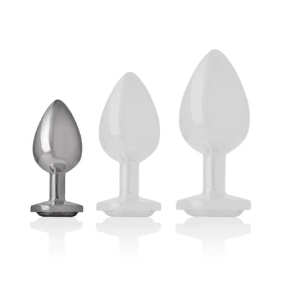 Intense – Plug Anal en Métal Aluminium avec Cristal Noir taille S