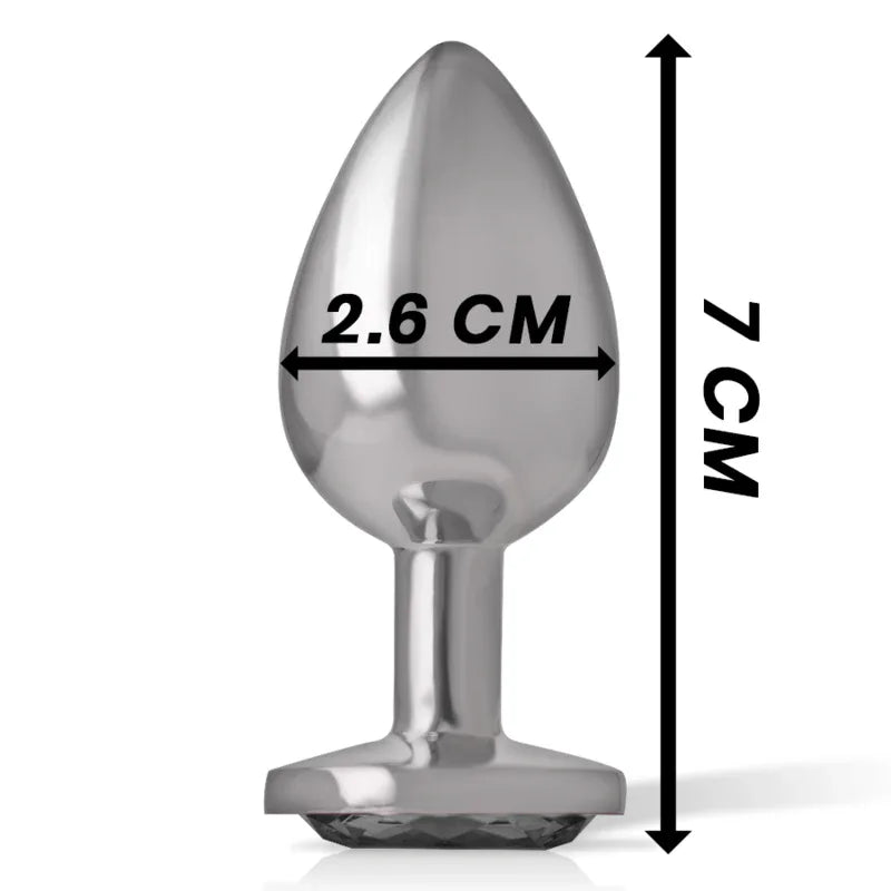 Intense – Plug Anal en Métal Aluminium avec Cristal Noir taille S
