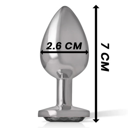 Intense – Plug Anal en Métal Aluminium avec Cristal Noir taille S