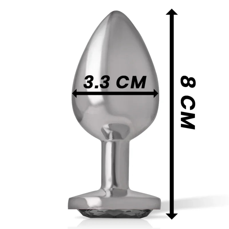 Intense – Plug Anal en Métal Aluminium avec Verre Noir taille M