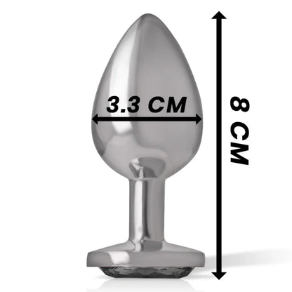Intense – Plug Anal en Métal Aluminium avec Verre Noir taille M