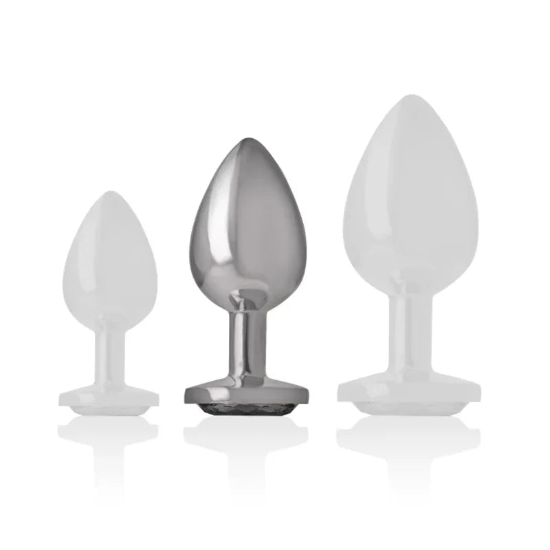 Intense – Plug Anal en Métal Aluminium avec Verre Noir taille M