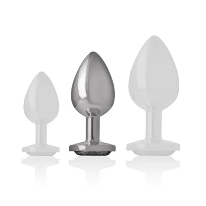 Intense – Plug Anal en Métal Aluminium avec Verre Noir taille M