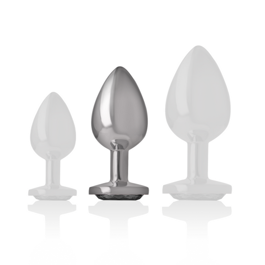 INTENSE - ANAL PLUG IN MÉTAL ALUMINUM AVEC VERRE NOIR TAILLE M