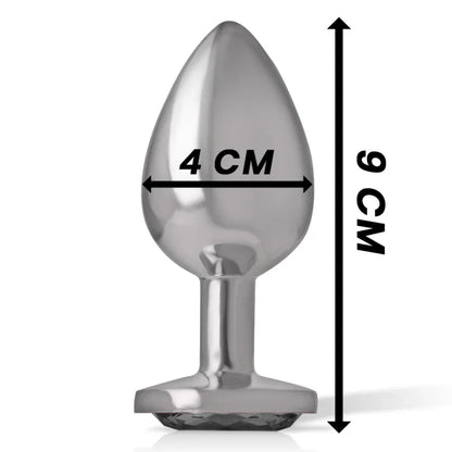 Intense – Plug Anal en Métal Aluminium avec Verre Noir taille l