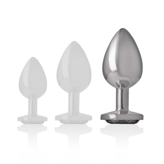 INTENSE - ANAL PLUG IN MÉTAL ALUMINUM AVEC VERRE NOIR TAILLE L