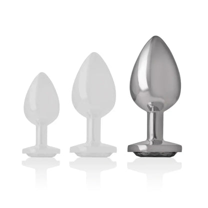 Intense – Plug Anal en Métal Aluminium avec Verre Noir taille l