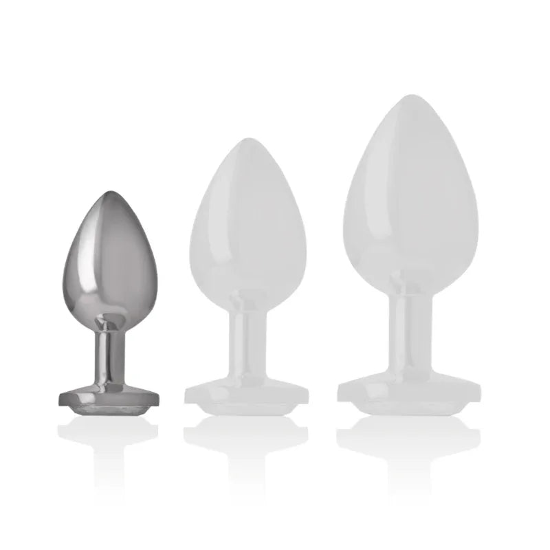 Intense – Plug Anal en Métal Aluminium avec Cristal Dargent taille S