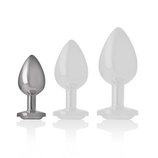 INTENSE - ANAL PLUG IN MÉTAL ALUMINUM AVEC CRISTAL DARGENT TAILLE S