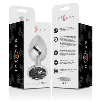 Intense – Plug Anal en Métal Aluminium avec Verre Noir taille l