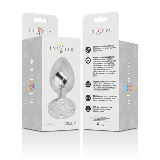 INTENSE - ANAL PLUG IN MÉTAL ALUMINUM AVEC CRISTAL DARGENT TAILLE M