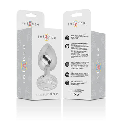 Intense – Plug Anal en Métal Aluminium avec Cristal Dargent taille M