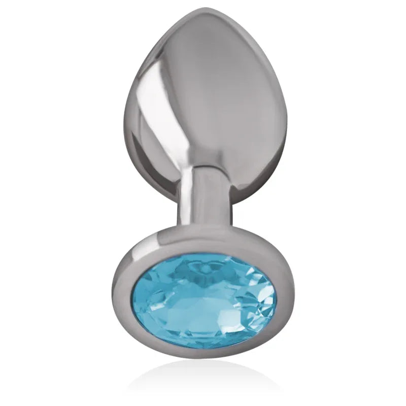 Intense – Plug Anal en Métal Aluminium avec Cristal Bleu taille S