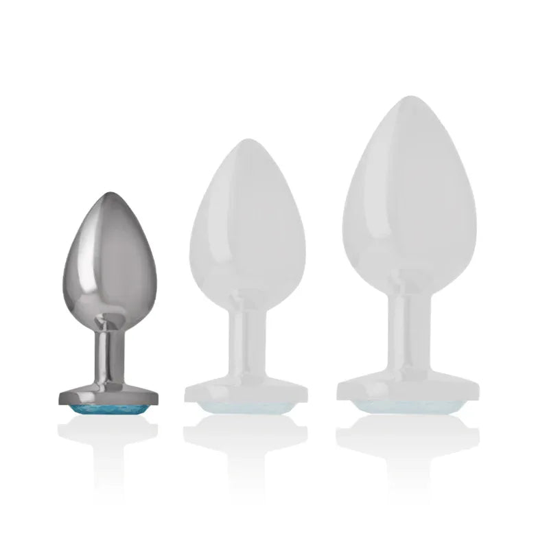 Intense – Plug Anal en Métal Aluminium avec Cristal Bleu taille S