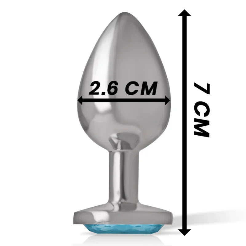 Intense – Plug Anal en Métal Aluminium avec Cristal Bleu taille S